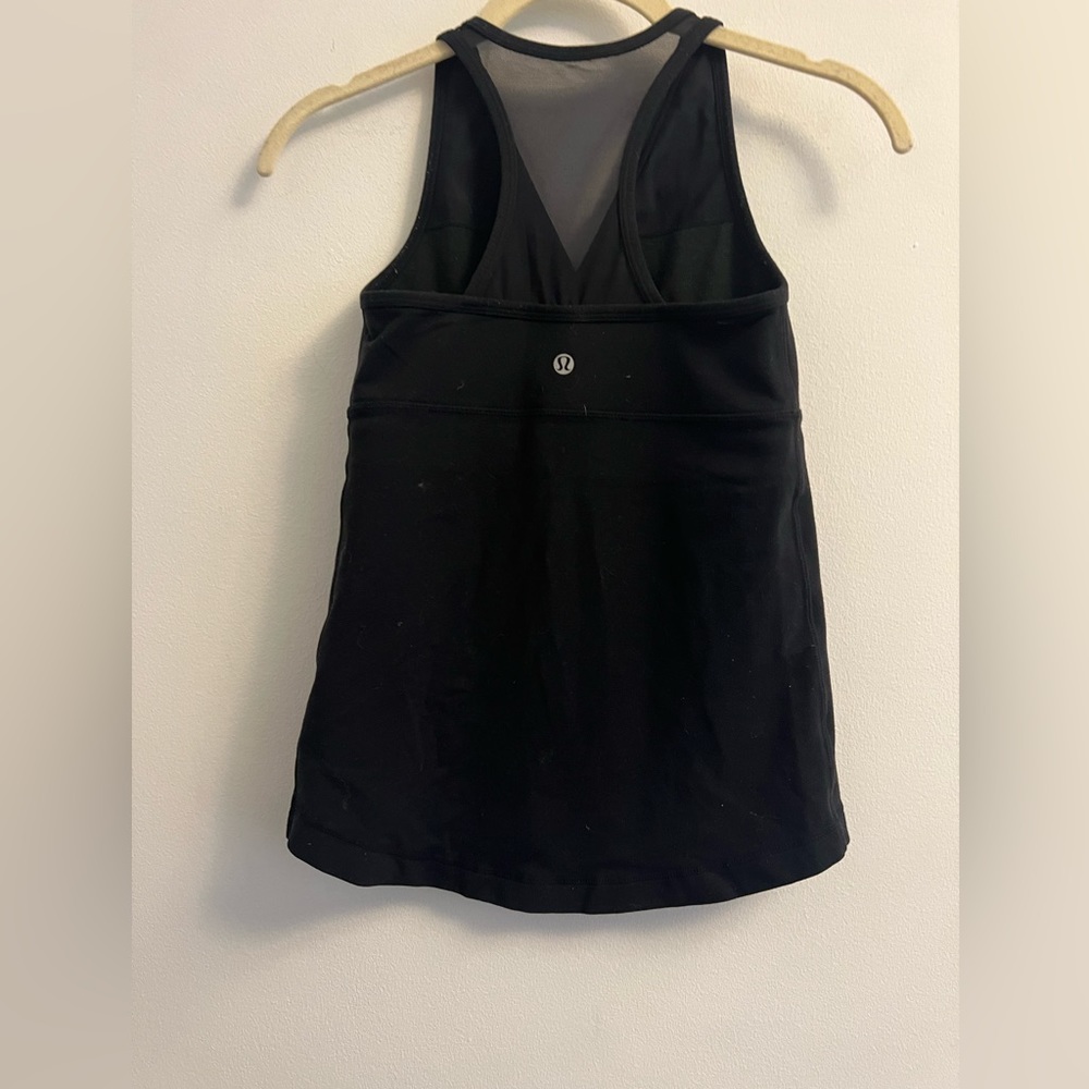Lululemon V-Neck Tank with Mesh Racerback Back- Black - Size 6